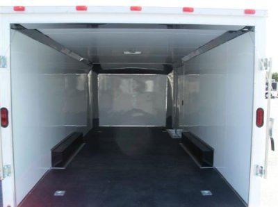 Enclosed cargo trailer interior with finished walls